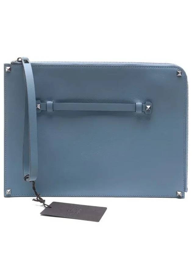 Rockstud Clutch Bag Blue - VALENTINO - BALAAN 2