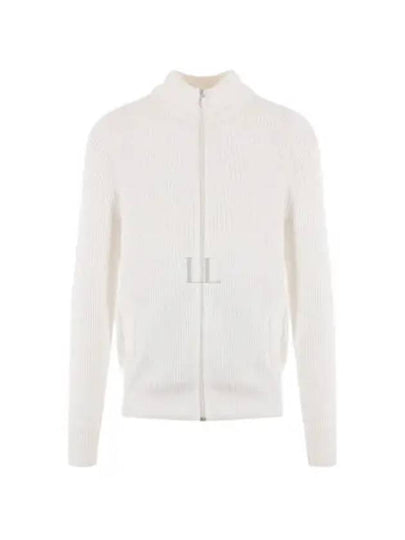 Ribbed Cotton Full-Zip Cardigan White - BRUNELLO CUCINELLI - BALAAN 2