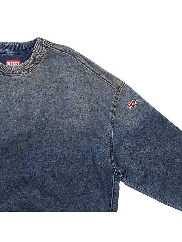 D Krib Ne Vintage Look Track Denim Sweatshirt Medium Blue - DIESEL - BALAAN 5