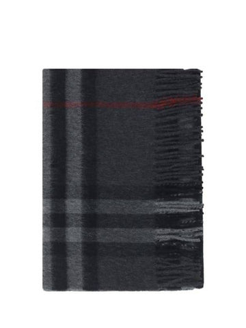 Check Cashmere Scarf Charcoal - BURBERRY - BALAAN 1