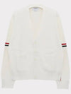 Milano Stitch Sprite Armband Cotton V-neck Cardigan White - THOM BROWNE - BALAAN 2