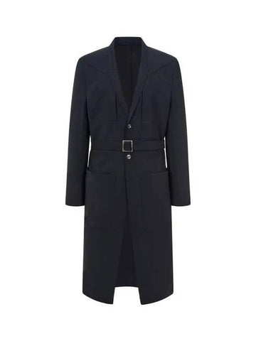 MEN Belted Wool Single Coat Black 271768 - RICK OWENS - BALAAN 1