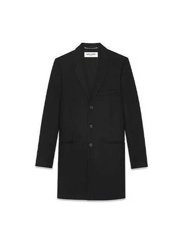 Wool Coat Black 552492 Y177W - SAINT LAURENT - BALAAN 1