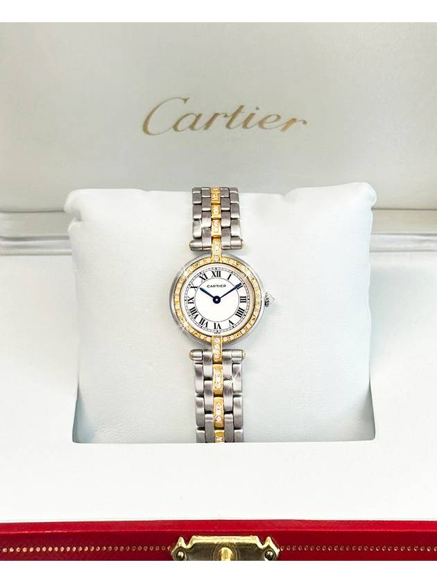 Panda Round White Roman Women s Diamond Combi Watch - CARTIER - BALAAN 1