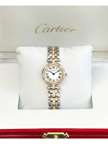 Panda Round White Roman Women s Diamond Combi Watch - CARTIER - BALAAN 1