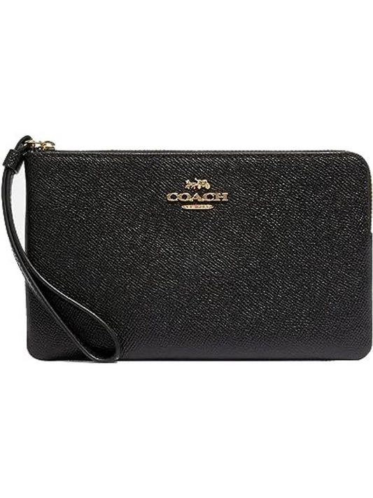 Large corner gold logo zipper clutch bag black - COACH - BALAAN 1