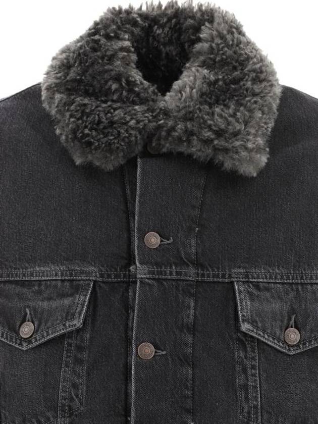 Sherpa Collar Denim Jacket Black - ACNE STUDIOS - BALAAN 4