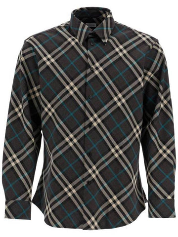 Check Wool Blend Long Sleeve Shirt Snug - BURBERRY - BALAAN 1