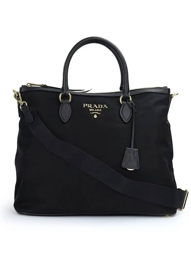 Tessuto Nylon Saffiano Tote Shoulder Bag Black - PRADA - BALAAN 2