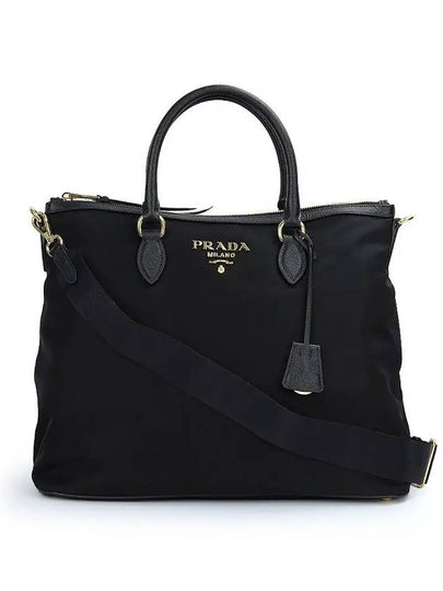 Tessuto Nylon Saffiano Tote Shoulder Bag Black - PRADA - BALAAN 2