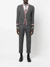 Cable Stripe Classic V-neck Merino Wool Cardigan Grey - THOM BROWNE - BALAAN 6