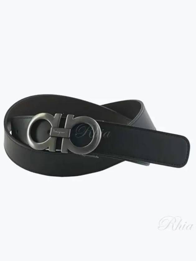 Gancini Reversible Adjustable Leather Belt Black Dark Brown - SALVATORE FERRAGAMO - BALAAN 2