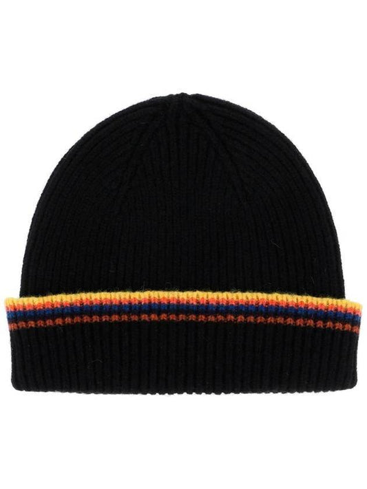 Striped Knit Beanie Black - PAUL SMITH - BALAAN 1