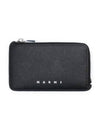 Engraved Logo Zippered Leather Card Wallet Black - MARNI - BALAAN 2