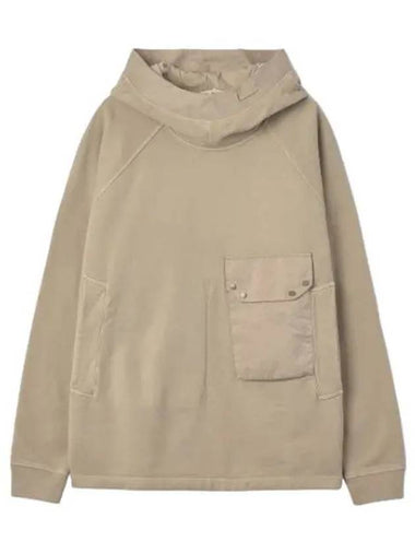 Garment dyed cotton jersey pocket hood beige - TEN C - BALAAN 1