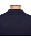 Argyle Check Merino Wool Long Sleeve Polo Shirt Navy - AMI - BALAAN 8