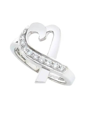 Tiffany 18K 750 White Gold Paloma Picasso Loving Heart 10 Point Diamond Ring No 9 - TIFFANY & CO. - BALAAN 1