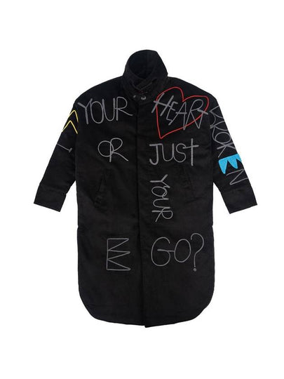 Embroidery Cotton Oversized Coat Black - GRAPHISTE MAN.G - BALAAN 2