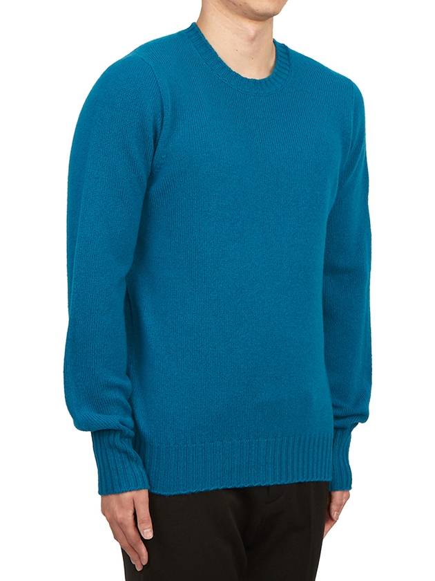 Crew Neck Lambswool Knit Top Blue - DRUMOHR - BALAAN 4