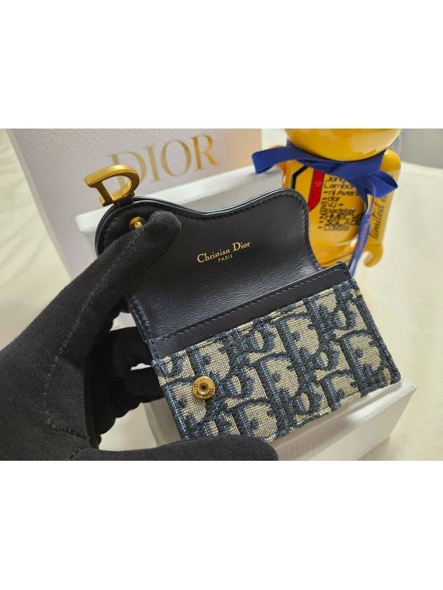 Saddle Flap Card Holder Blue  Oblique Jacquard - DIOR - BALAAN 5