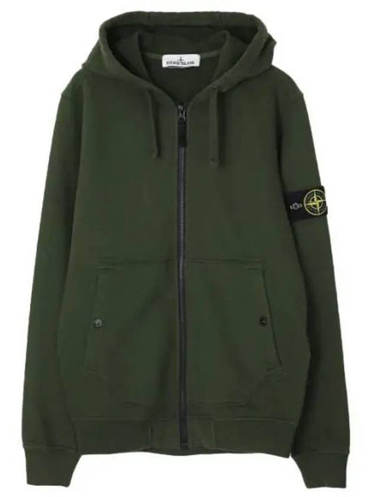 Brushed cotton fleece hooded zip up regular fit men - STONE ISLAND - BALAAN 1