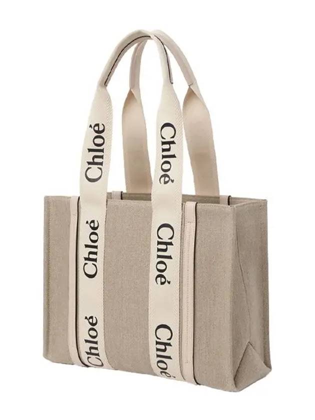 Woody Canvas Medium Tote Bag Cement Pink - CHLOE - BALAAN 3