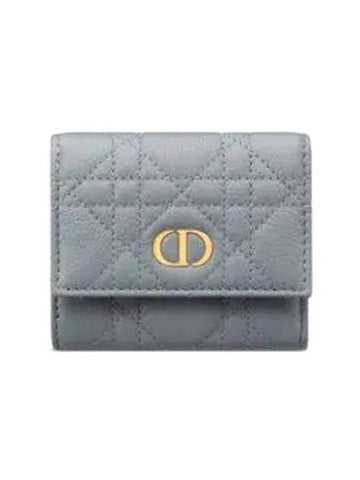 Caro Hibiscus Supple Cannage Calfskin Half Wallet Cloud Blue - DIOR - BALAAN 1