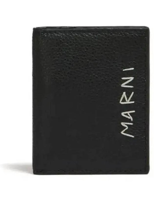 Logo-Stitch Leather Card Wallet Black - MARNI - BALAAN 2