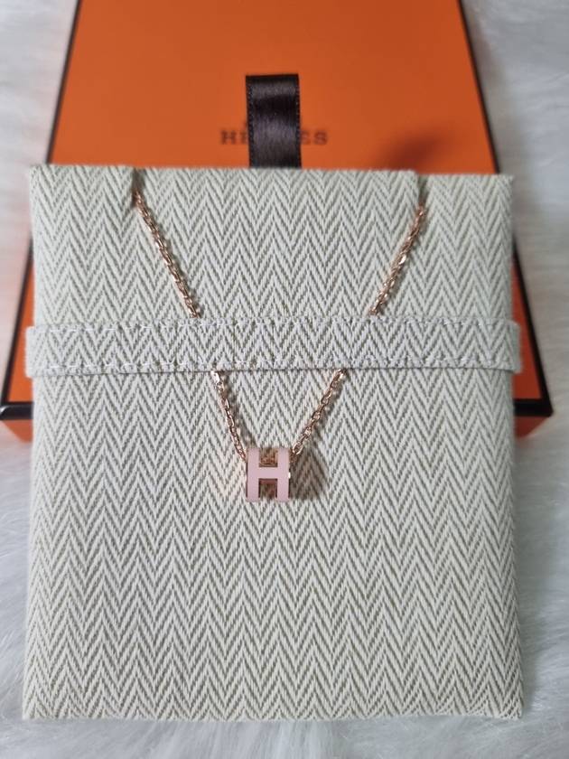 Mini Pop H Pendant Rose Gold Rose Dragee - HERMES - BALAAN 3