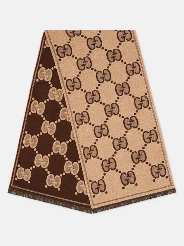 GG Two-Tone Wool Jacquard Scarf Camel - GUCCI - BALAAN 3