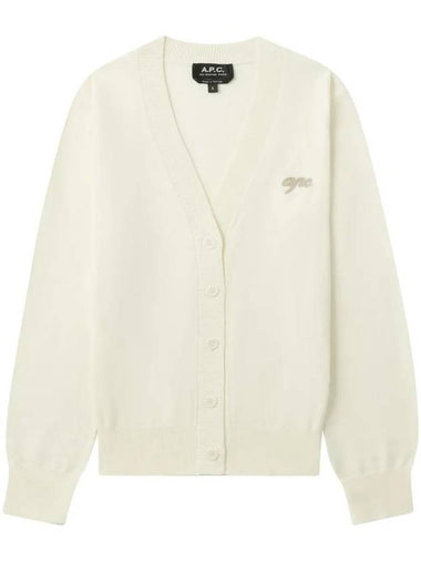 Embroidered Logo Knit Cardigan White - A.P.C. - BALAAN 1