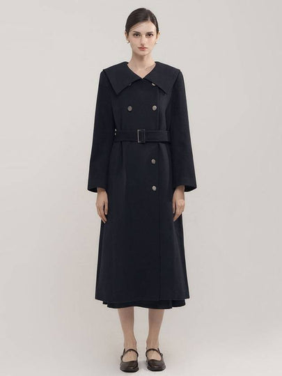 Women's Big Sailor Collar Double Peacoat Navy - FIVEAVENUE - BALAAN 2