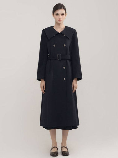 Women's Big Sailor Collar Double Peacoat Navy - FIVEAVENUE - BALAAN 1