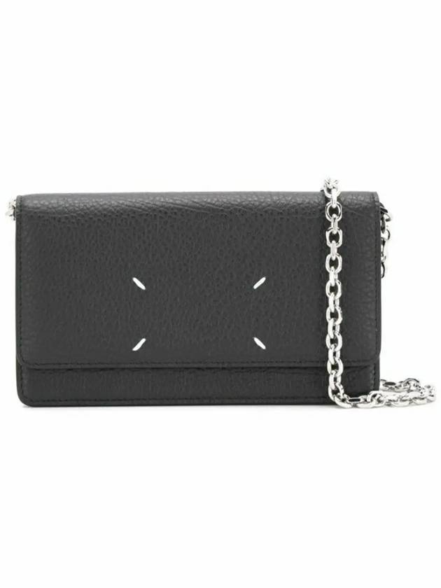 Logo Stitching Large Leather Chain Long Wallet Black - MAISON MARGIELA - BALAAN 2