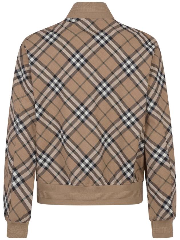 Harrington Check Wool Blend Zip-Up Jacket Brown - BURBERRY - BALAAN 3