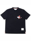 Festive Jersey Button Hector Short Sleeve T Shirt Navy - THOM BROWNE - BALAAN 2