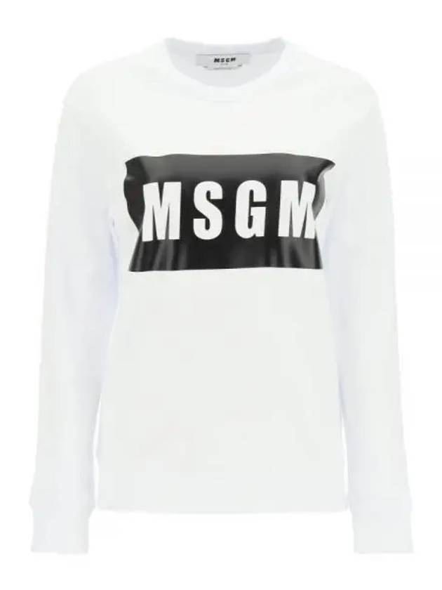 Box Logo Crew Neck Cotton Sweatshirt White - MSGM - BALAAN 2