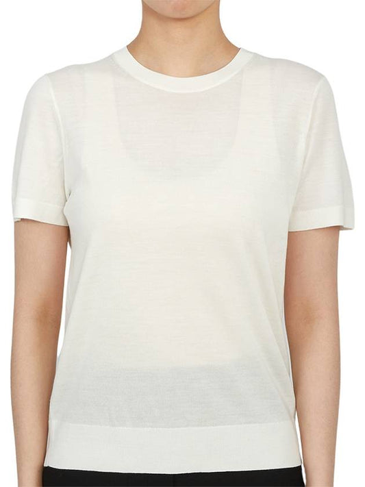 Women's Regal Wool Slim Crew Neck Short Sleeve T-Shirt Ivory - THEORY - BALAAN 2