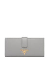 Saffiano Gold Metal Logo Long Wallet Grey - PRADA - BALAAN 1