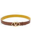 V Bold Edition Leather Belt Yellow Brown - VALENTINO - BALAAN 2