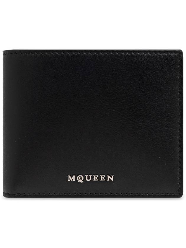 Logo Plaque Bifold Half Wallet Black - ALEXANDER MCQUEEN - BALAAN 2