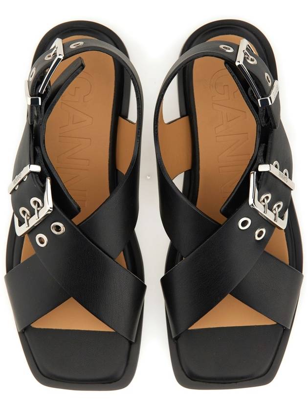 Cross Strap Buckle Sandals Black - GANNI - BALAAN 7