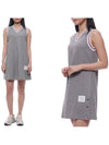 Women's Classic Pique Stripe V-Neck Cotton Tennis Dress Grey - THOM BROWNE - BALAAN 3