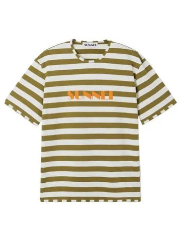 Classic logo spray t shirt olive striped short sleeve - SUNNEI - BALAAN 1