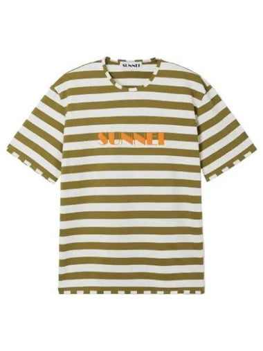 Classic Logo Spray T Shirt Olive Stripes - SUNNEI - BALAAN 1