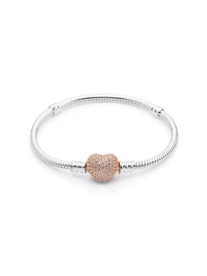 Moments Pave Heart Clasp Bracelet Silver - PANDORA - BALAAN 2