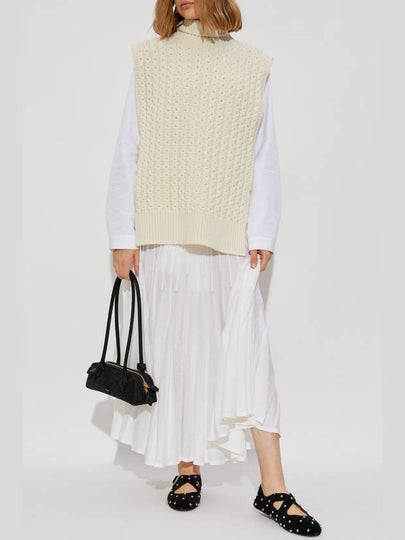 Alaïa Wool Poncho With Turtleneck, Women's, Cream - ALAIA - BALAAN 2