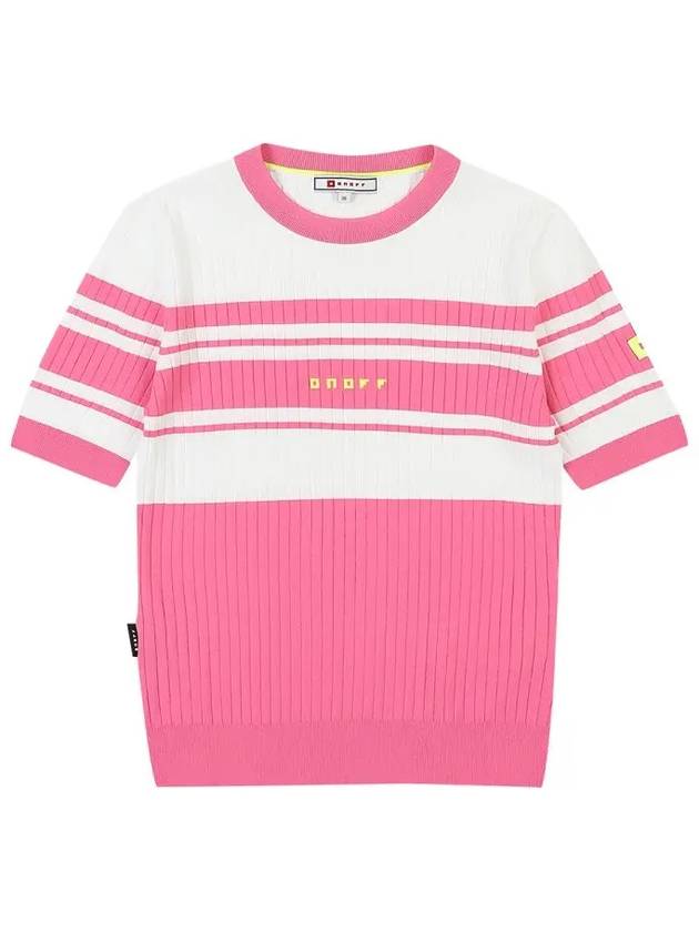 striped ribbed three-quarter sweater OF2704LAPINK - ONOFF - BALAAN 2