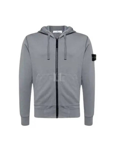 Cotton Fleece Garment Dyed Zip Up Hoodie Green Grey - STONE ISLAND - BALAAN 2