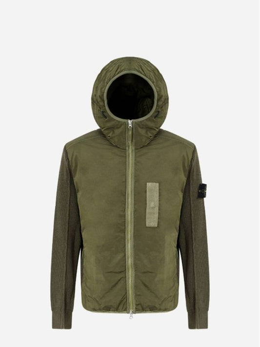 PrimaLoft-TC Knit Nylon Zip Up Hoodie Khaki - STONE ISLAND - BALAAN 2